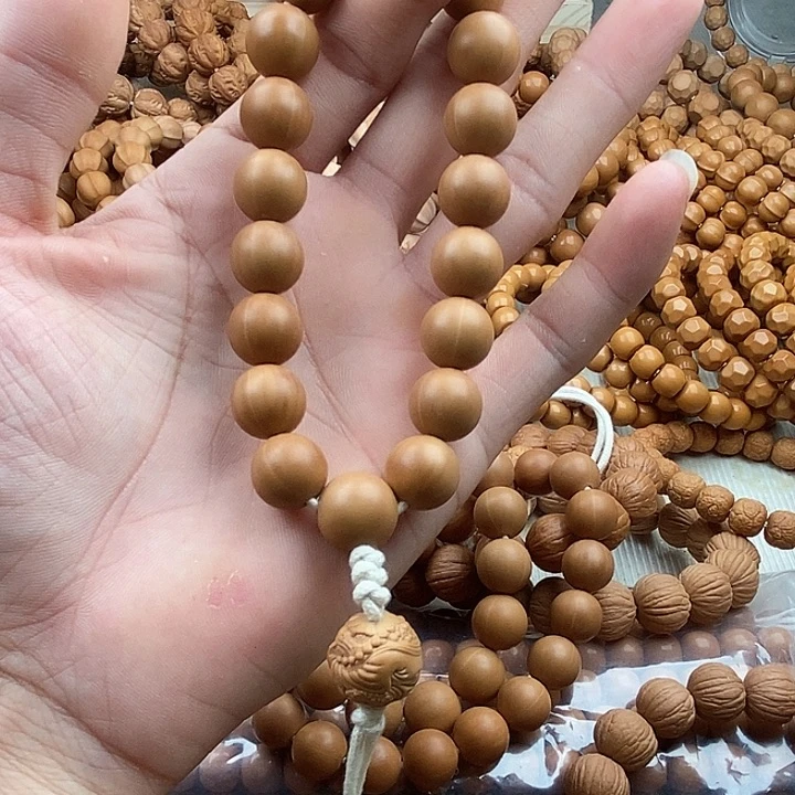 桃核手串全品泛油正圆光珠