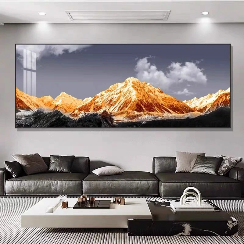 新款背靠金山客厅装饰画寓意好现代轻奢一整副沙发背景墙挂画壁画