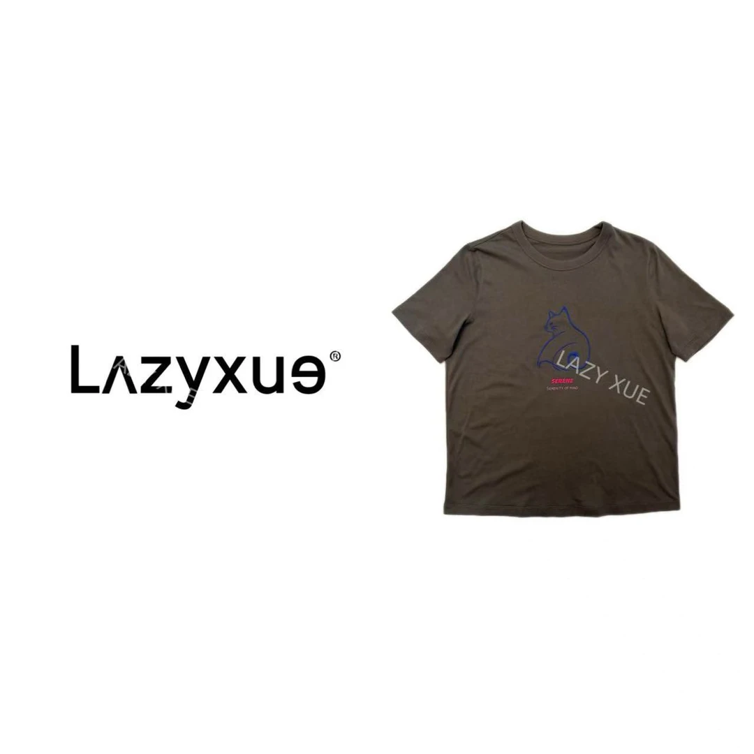 LAZYXUE薛懒懒/"几何猫"设计师轻奢夏季印花圆领高奢T恤 T4113