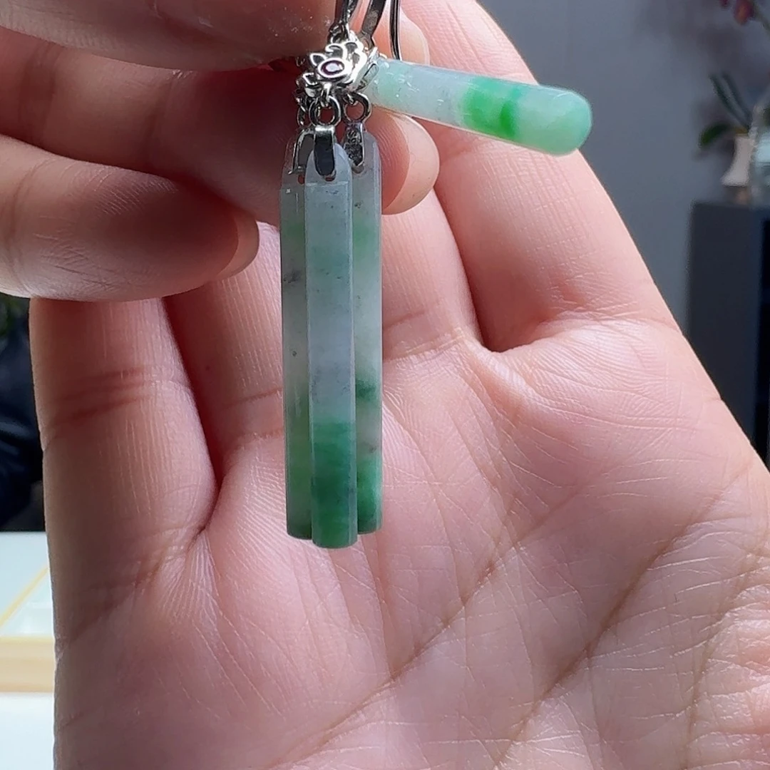 翡翠耳饰银S925镶嵌多样性发货其一