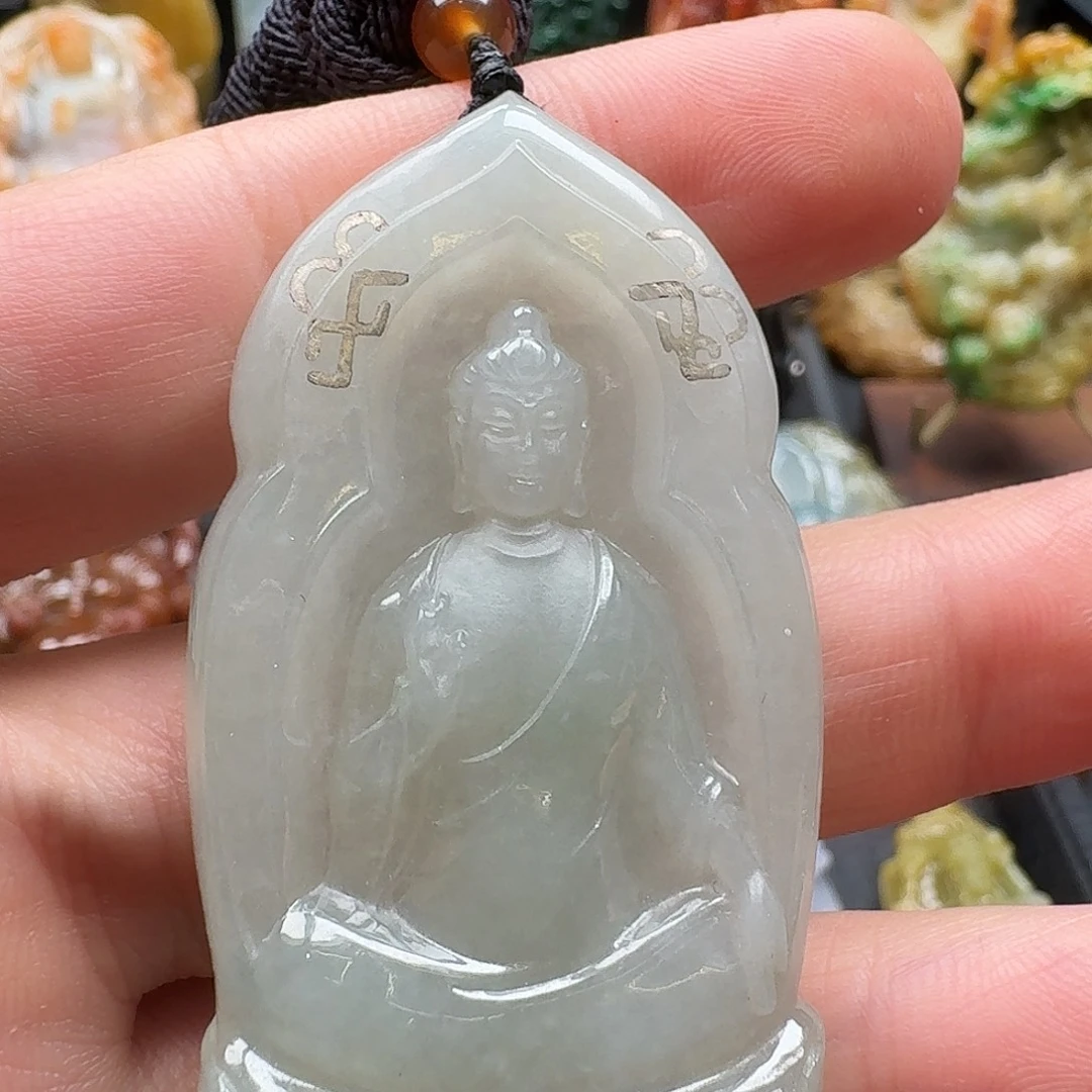 翡翠未镶嵌颈饰天然缅甸翡翠素衣佛