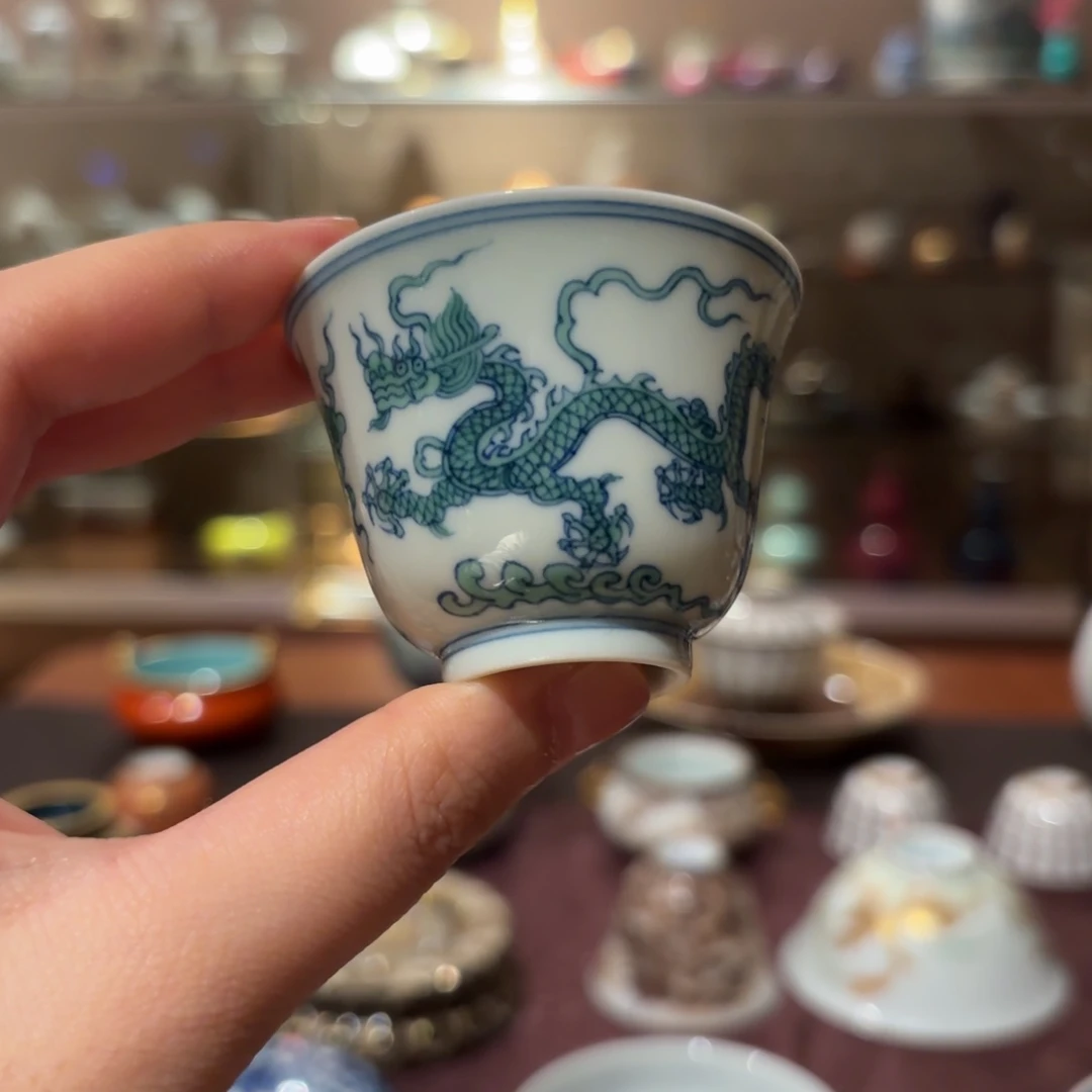 陶纯手工手绘青花龙杯