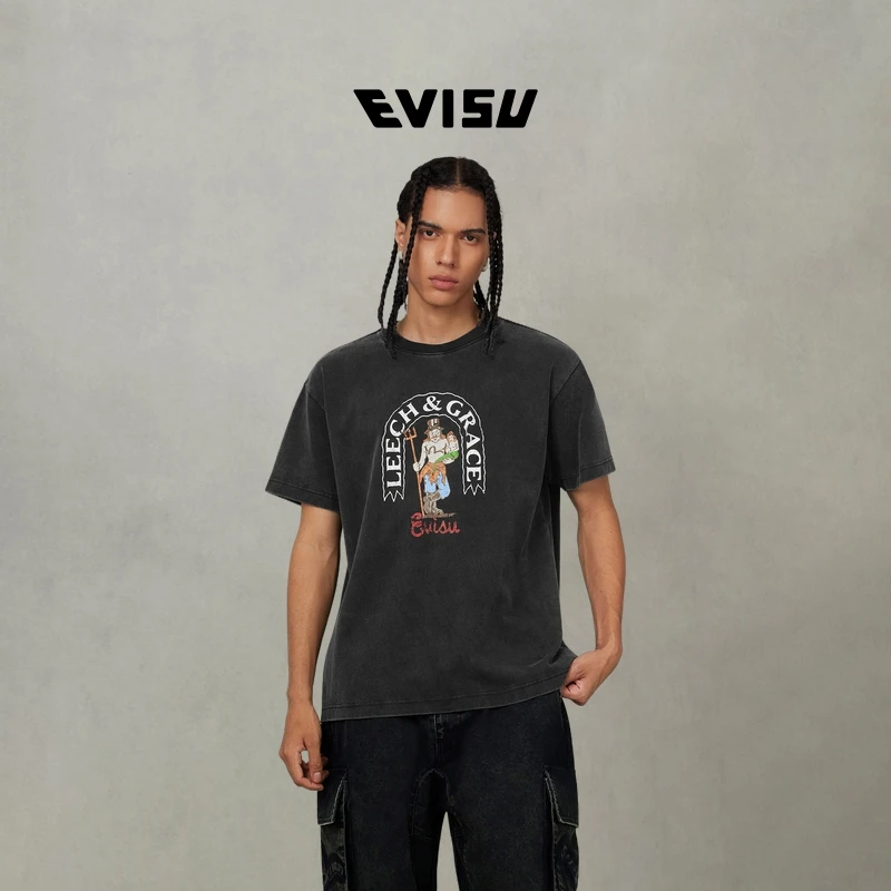 EVISU福神 2025秋男商标和海鸥印花短袖T恤2EAEJM5TS6024RXCT