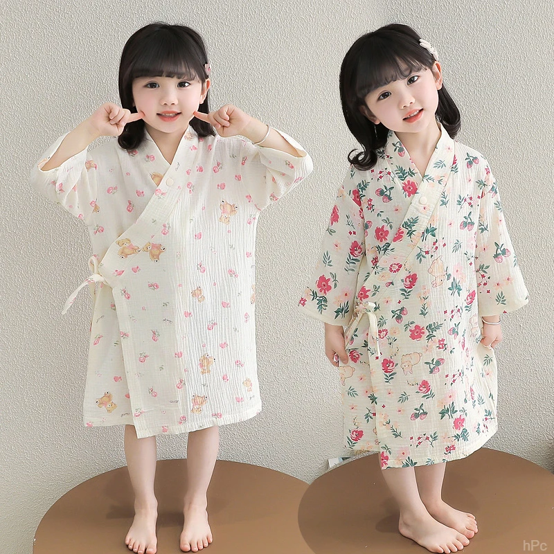 夏季薄款儿童浴袍2025新款全棉纯棉纱布浴巾睡袍男女游泳吸水速干