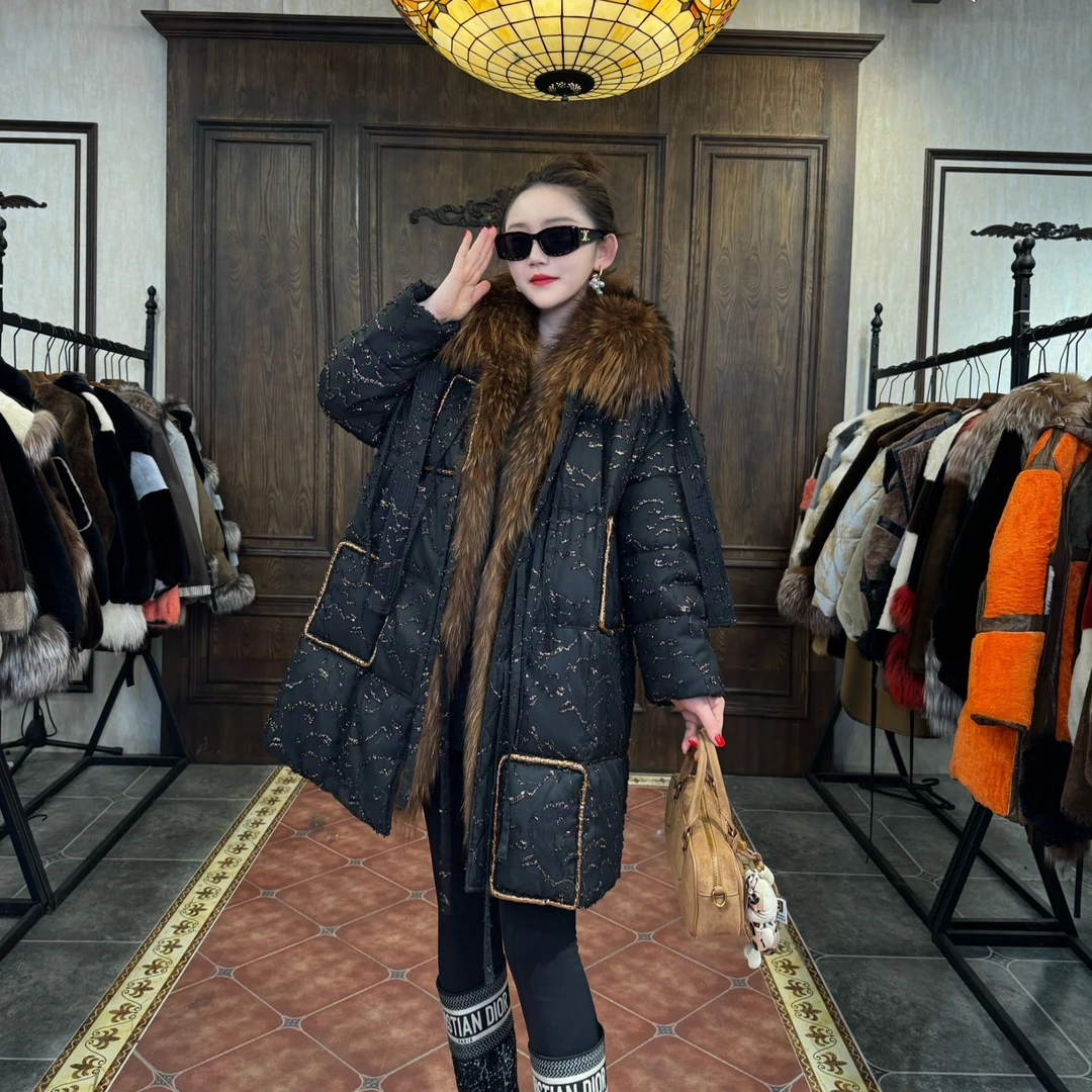 【DCP•Flagship store】 83583-CE  冬季新款鹅绒服配貉子毛外套