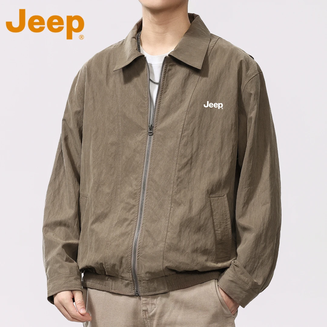 JEEP吉普美式高级感休闲夹克男士春秋季宽松翻领痞帅男装外套上衣