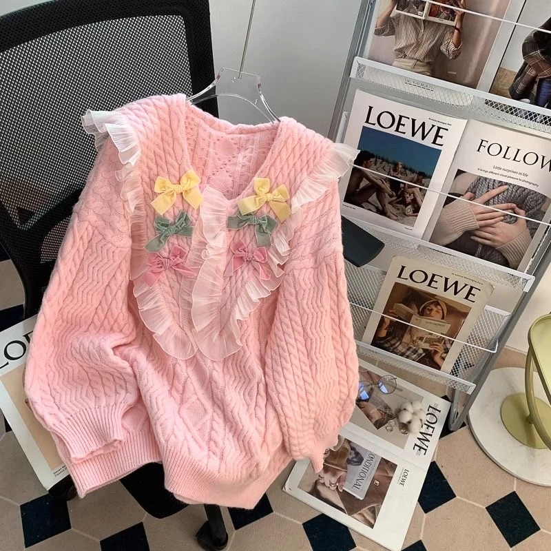 1101-1150毛衣开衫蕾丝洋气针织宽松韩版甜美秋冬气质时尚百搭