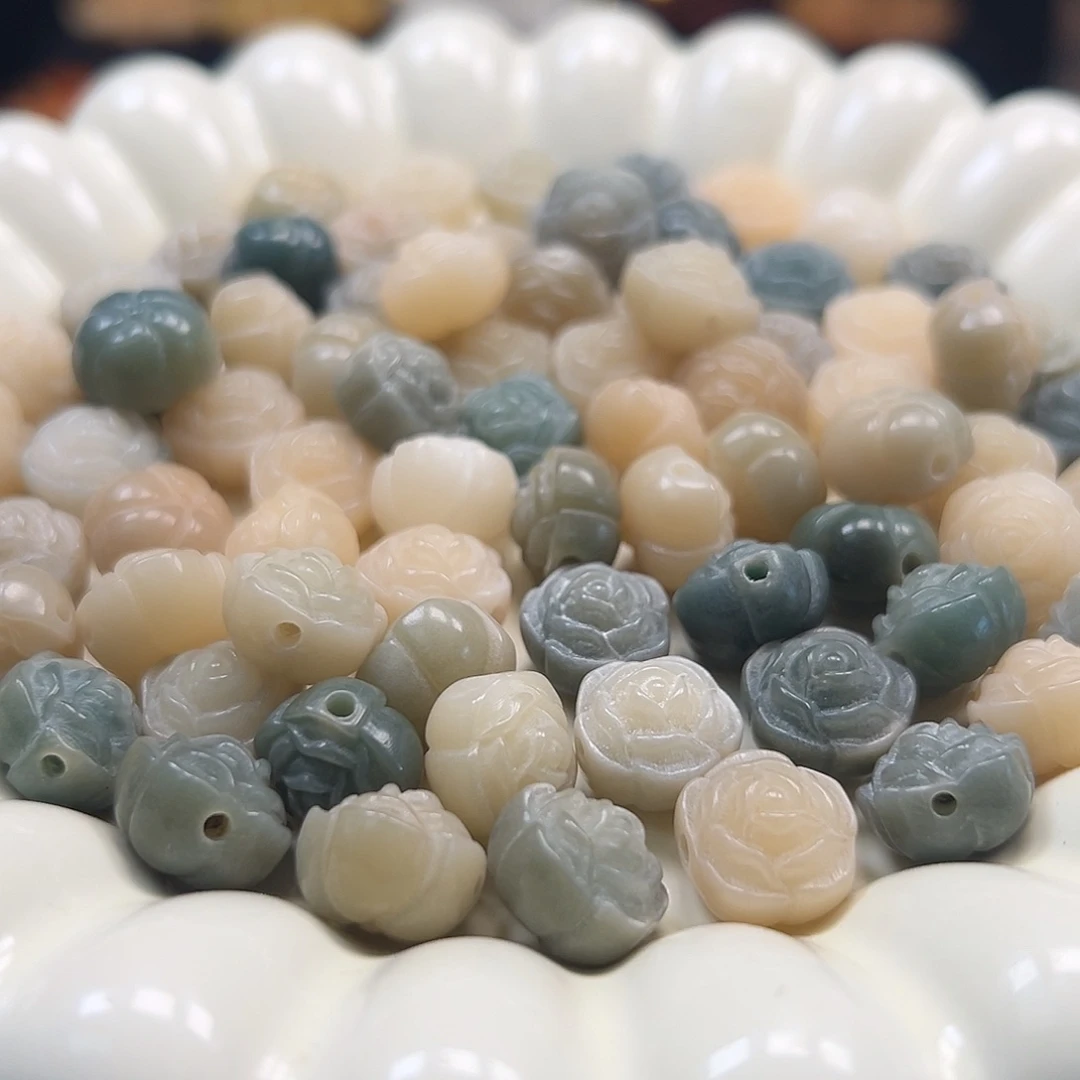 菩提根/象牙果手串卡12绿色山茶花25颗