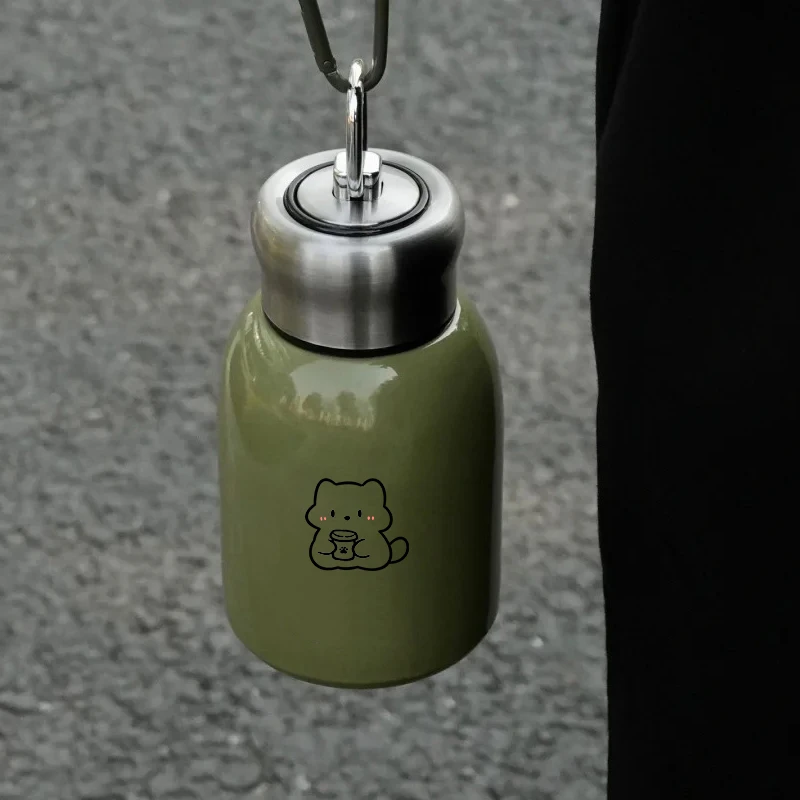 设计师红色卡通小狗W大肚保温杯男女情侣可爱304不锈钢随手杯子