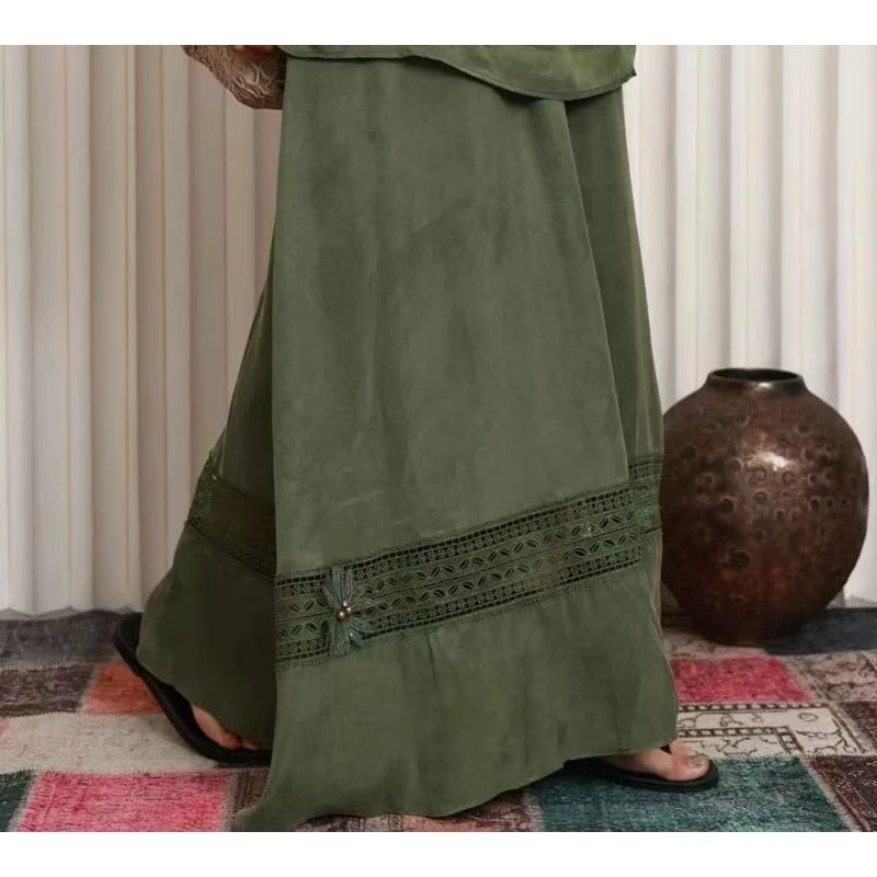 【将军工厂店】新款度假风拼接不起球镂空半身裙口袋薄款蕾丝252991