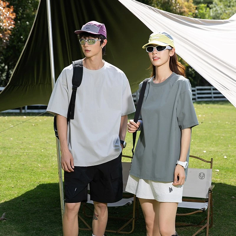 潮牌短袖T恤2025夏季新款简约基础纯色无图案百搭休闲情侣装防水