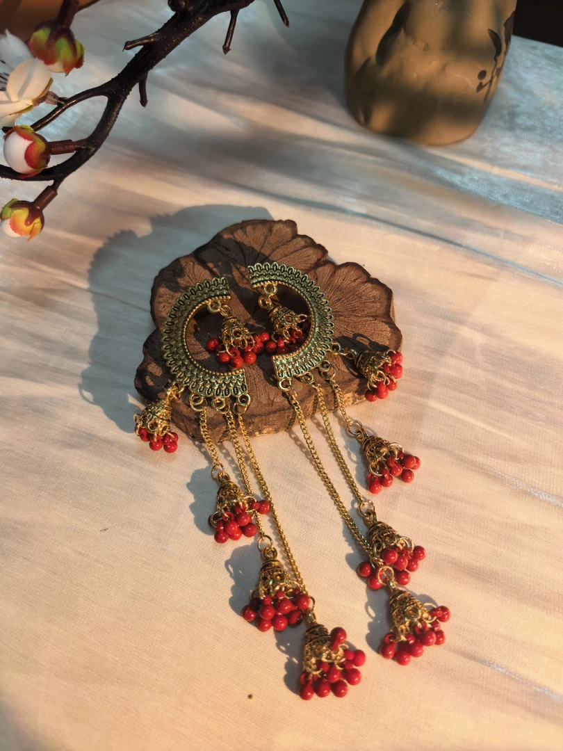 铜合金仿水晶耳饰 【朱砂痣】民族风异域风情耳环