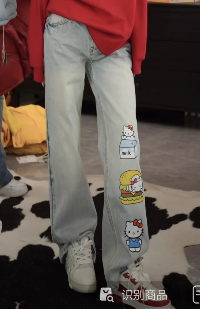 【劉發發】W477【三只猫】春款新款韩版百搭休闲时尚直筒牛仔裤