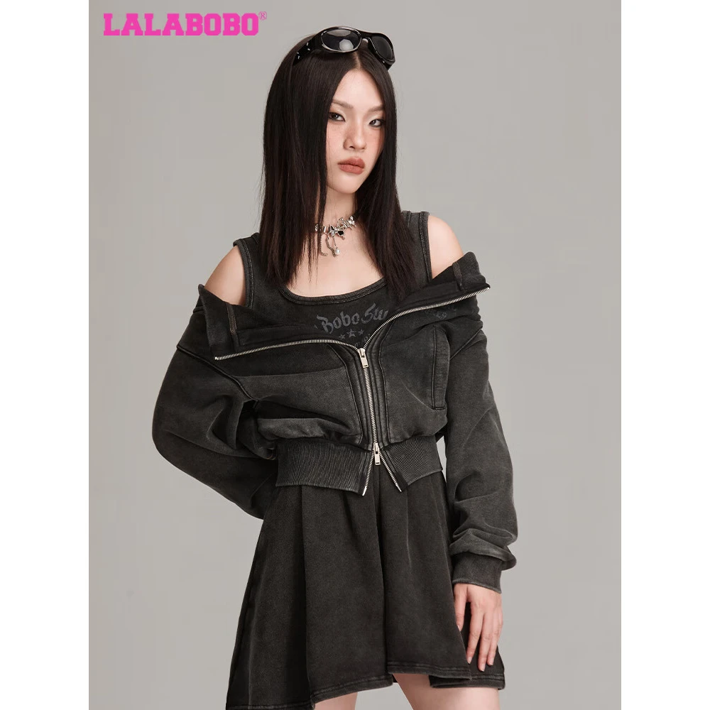 LALA两件套连衣裙女复古辣妹小丑高级感裙子LBDC-WLZY11