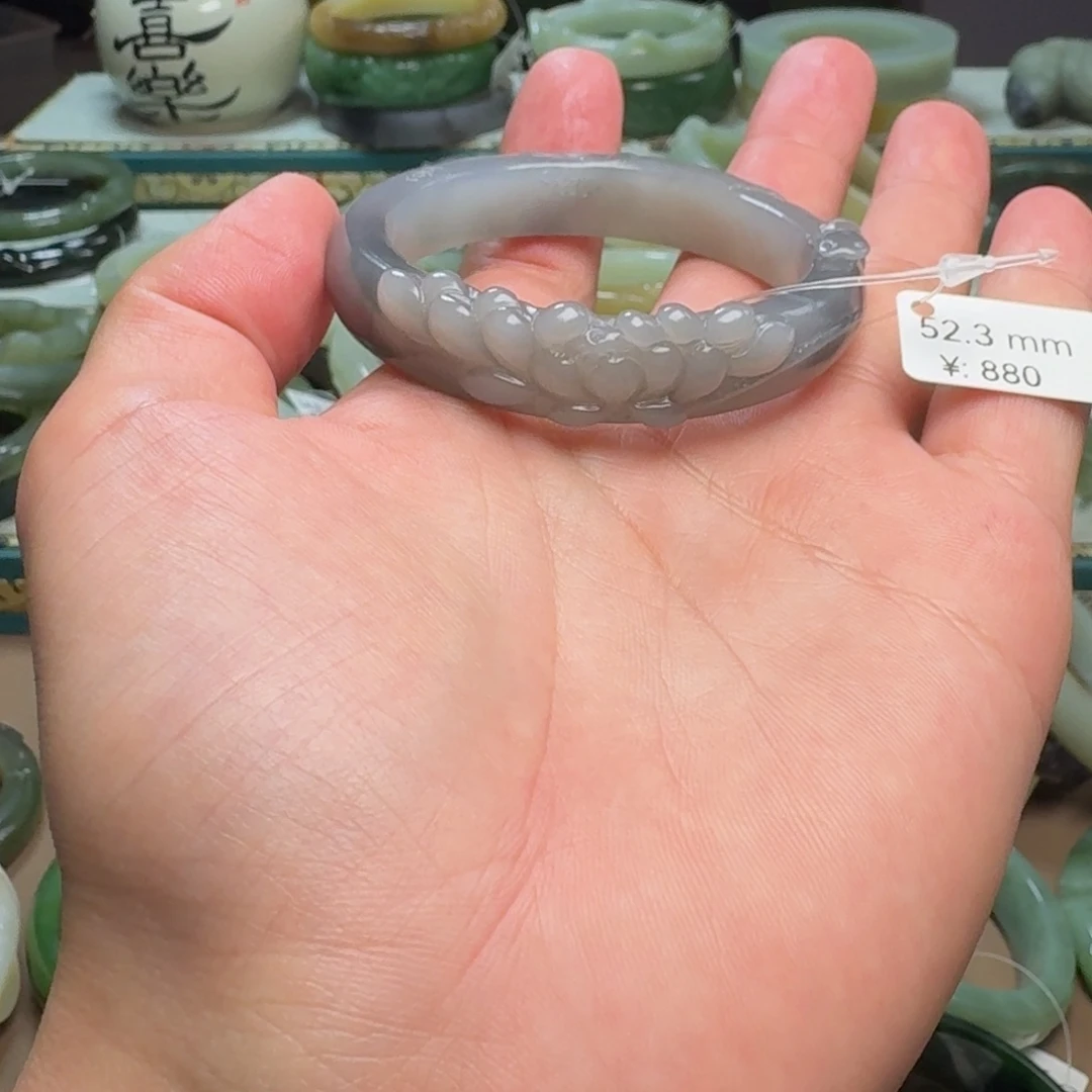 和田玉未镶嵌手镯52.3