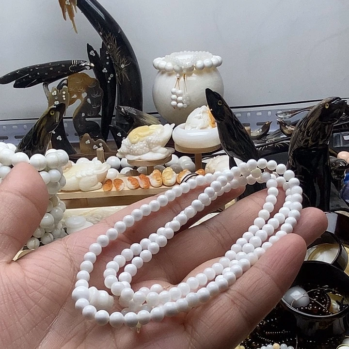 非金属贝壳贝雅轩工艺品全白通货0.4多圈