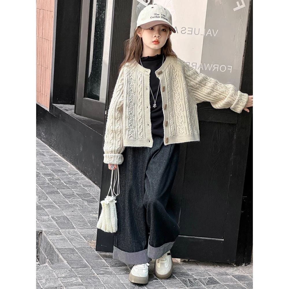 女童针织外套秋装2025新款儿童毛衣早秋款上衣洋气时髦大童针织衫