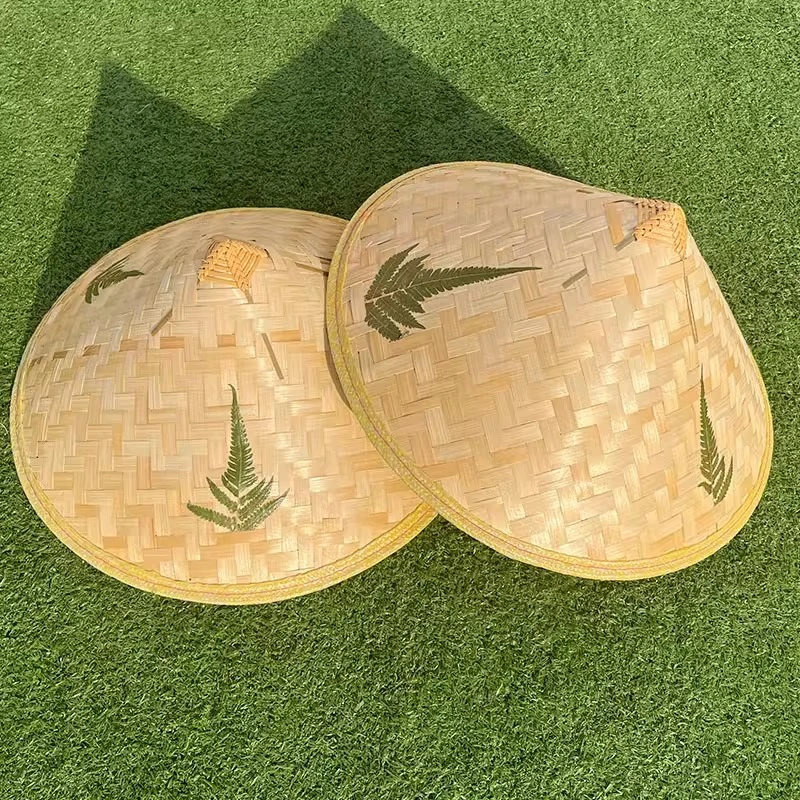 手工竹编青皮斗笠帽成人户外遮阳防晒大沿帽儿童舞蹈表演道具草帽