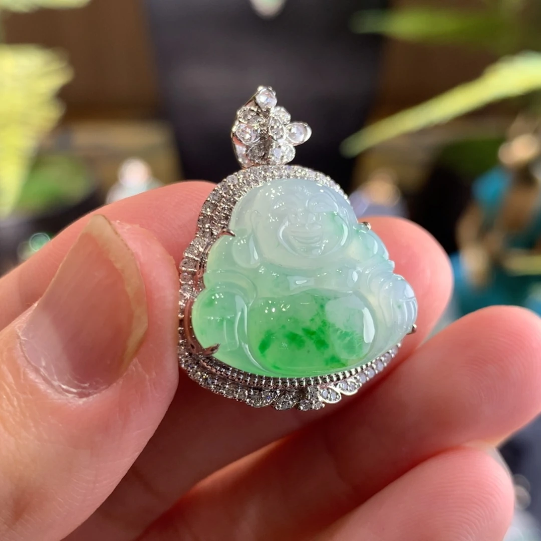 【闪购商品】翡翠颈饰18K金镶嵌佛公