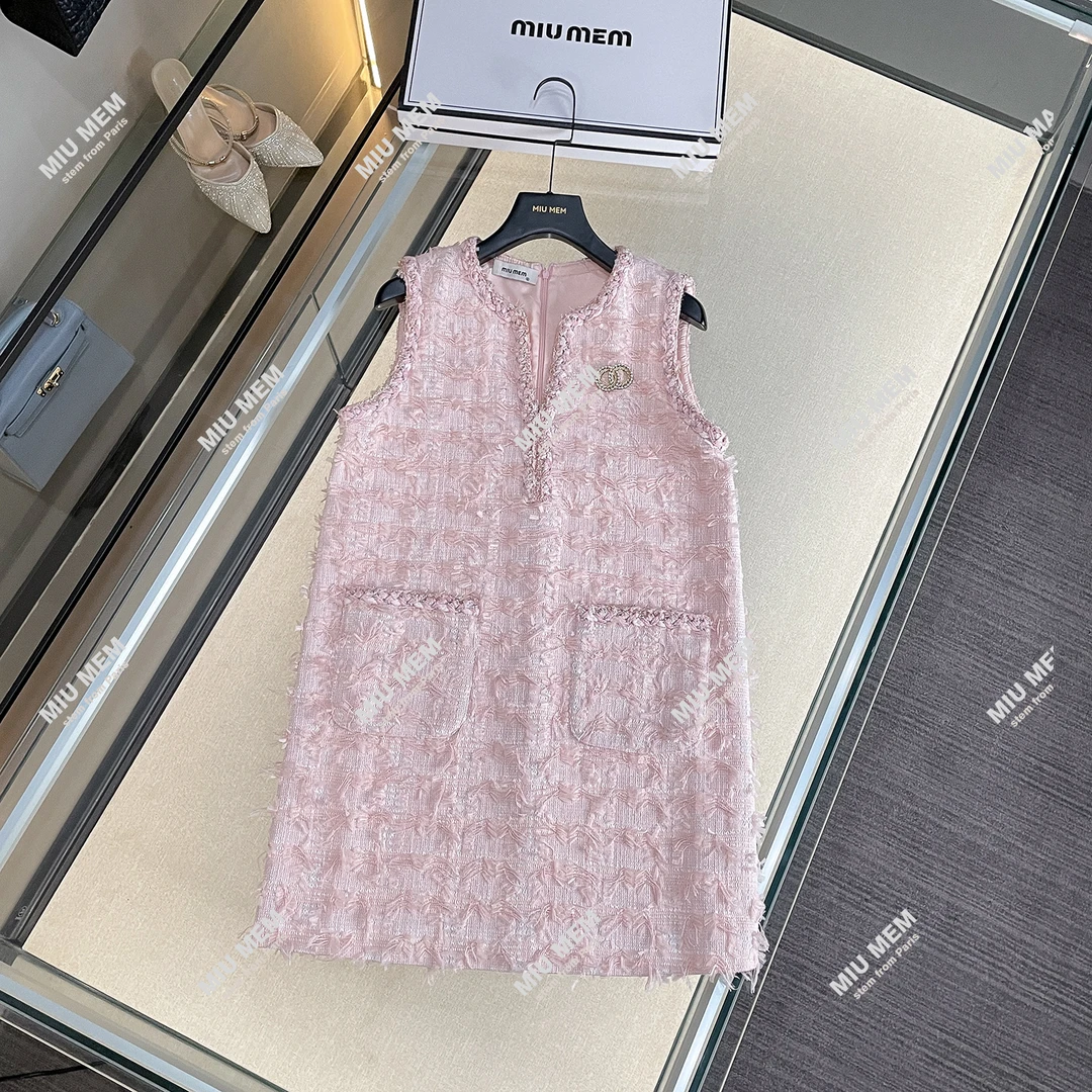 MIUMEM小香风流苏甜美感时尚夏季无袖连衣裙DY6648