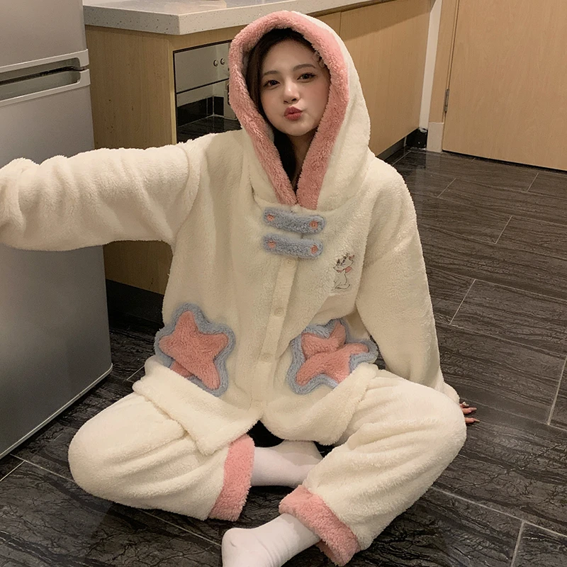 珊瑚绒睡衣女2025年新款冬季爆款加厚加绒长袖长裤法兰绒家居服