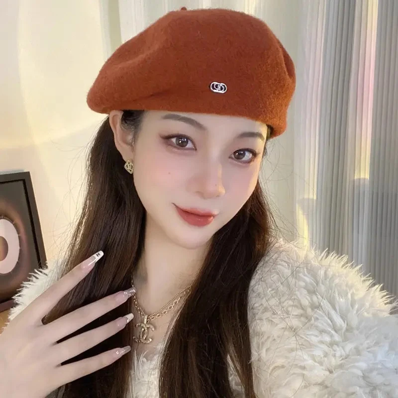 新款定型显白显气质秋冬贝雷帽女韩版羊毛呢蓓蕾帽显脸小画家帽潮