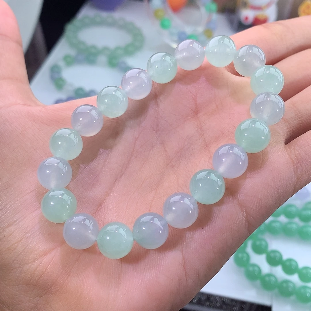 未镶嵌手链翡翠冰种双彩马卡龙手串