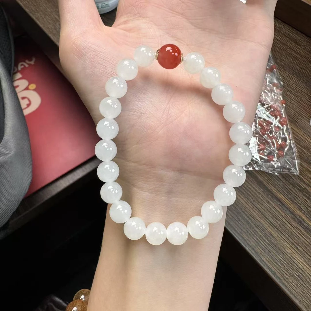 约卡8m和田白玉约卡9冰飘南红手串