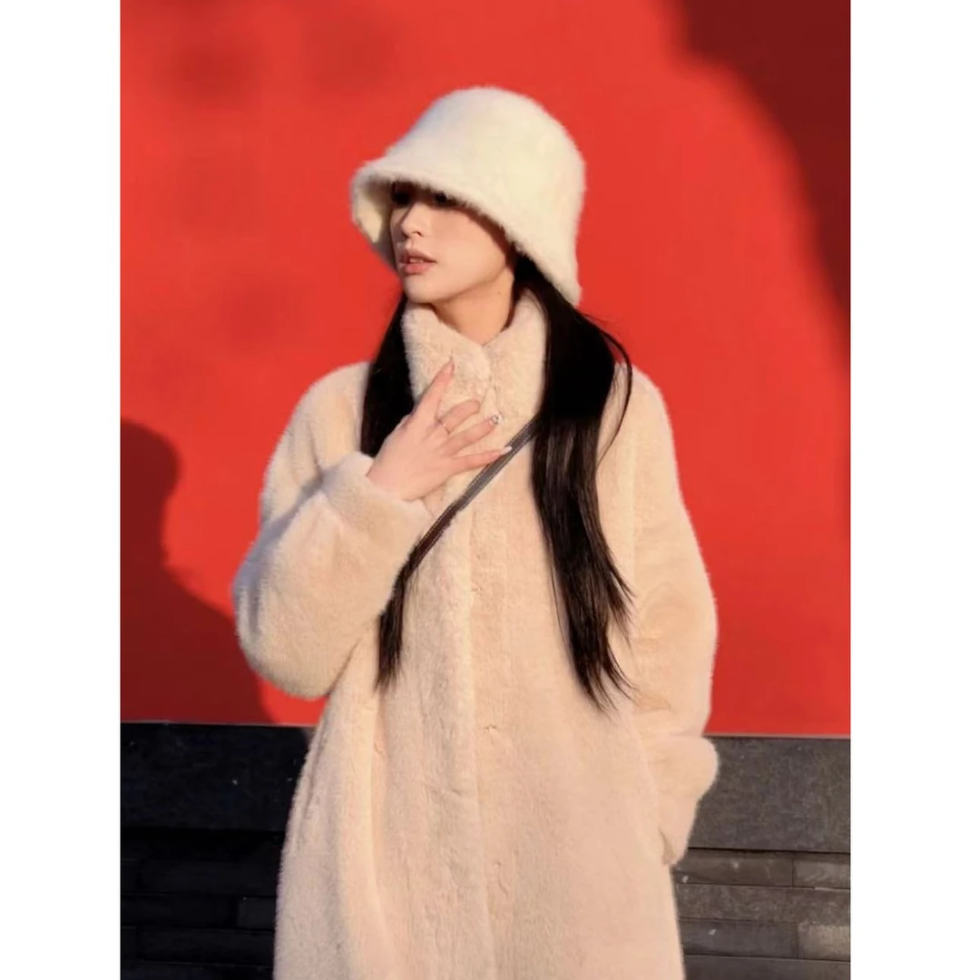 【卿卿大王】2025秋冬新款毛毛外套复古假两件23006