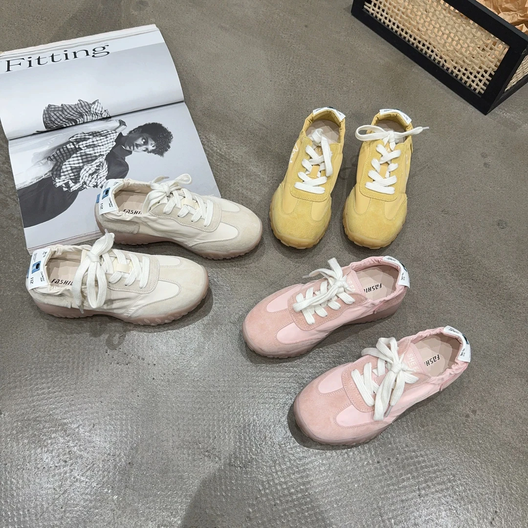 165-2 真皮拼接布面女软底透气内增高阿甘休闲鞋舒适百搭夏季新品