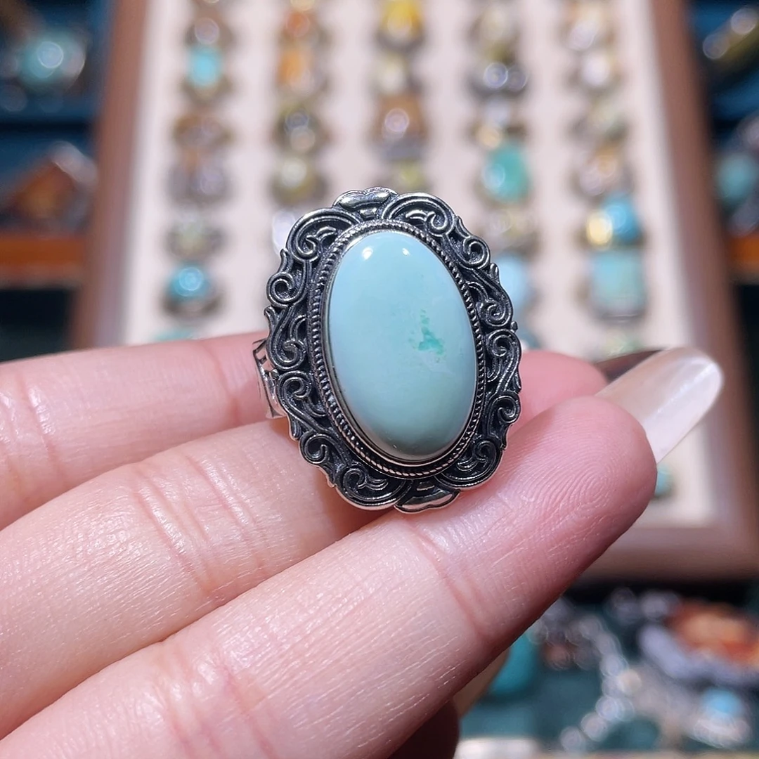 绿松石银S925镶嵌戒指戒指