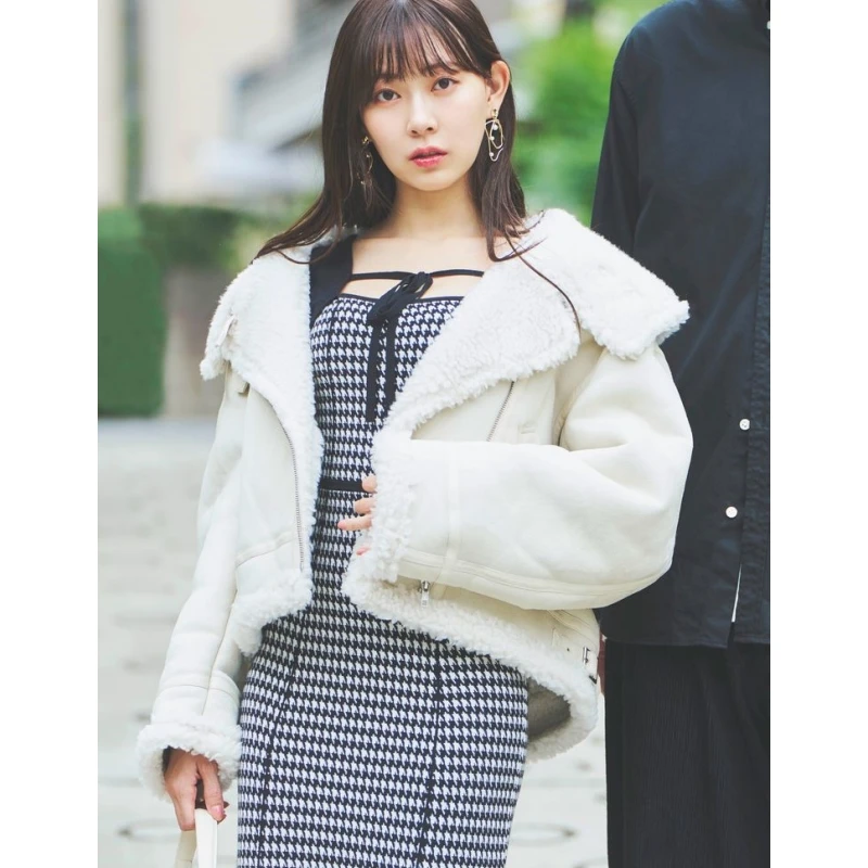 【Montendre】 杂志款 M 秋冬甜酷大翻领毛绒时尚夹克短外套