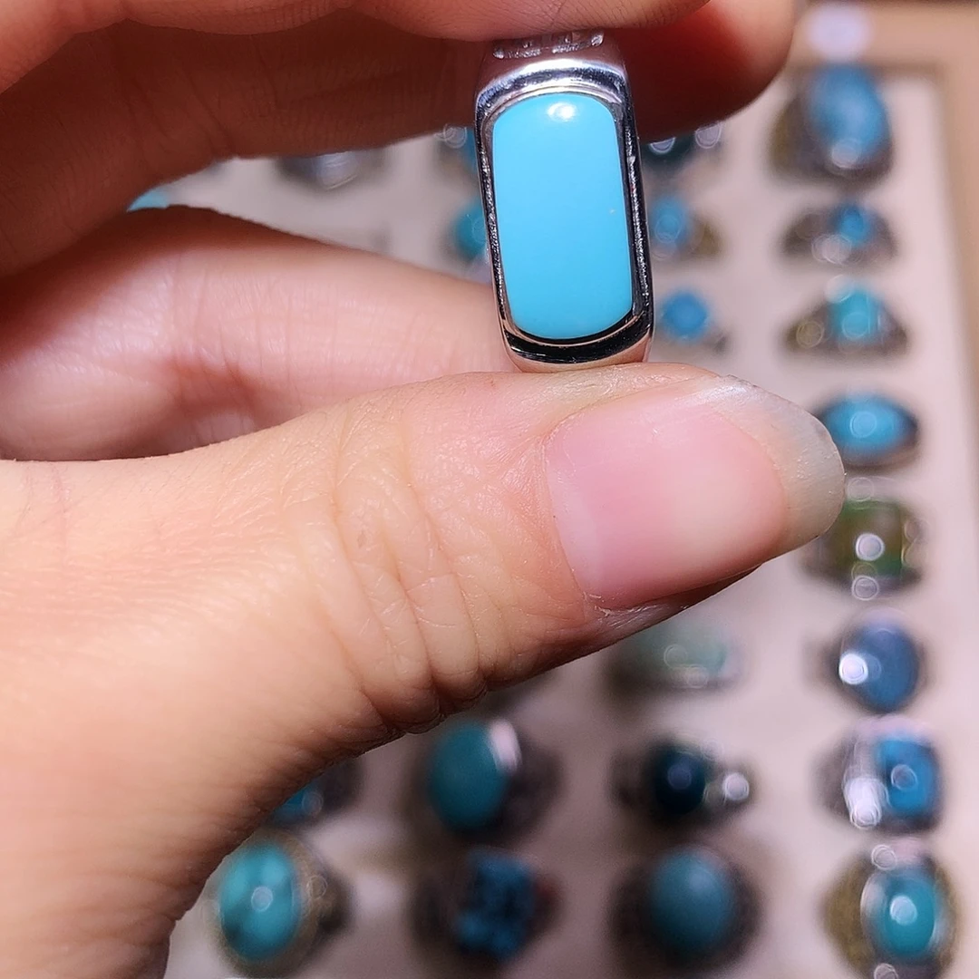 绿松石银S925镶嵌戒指