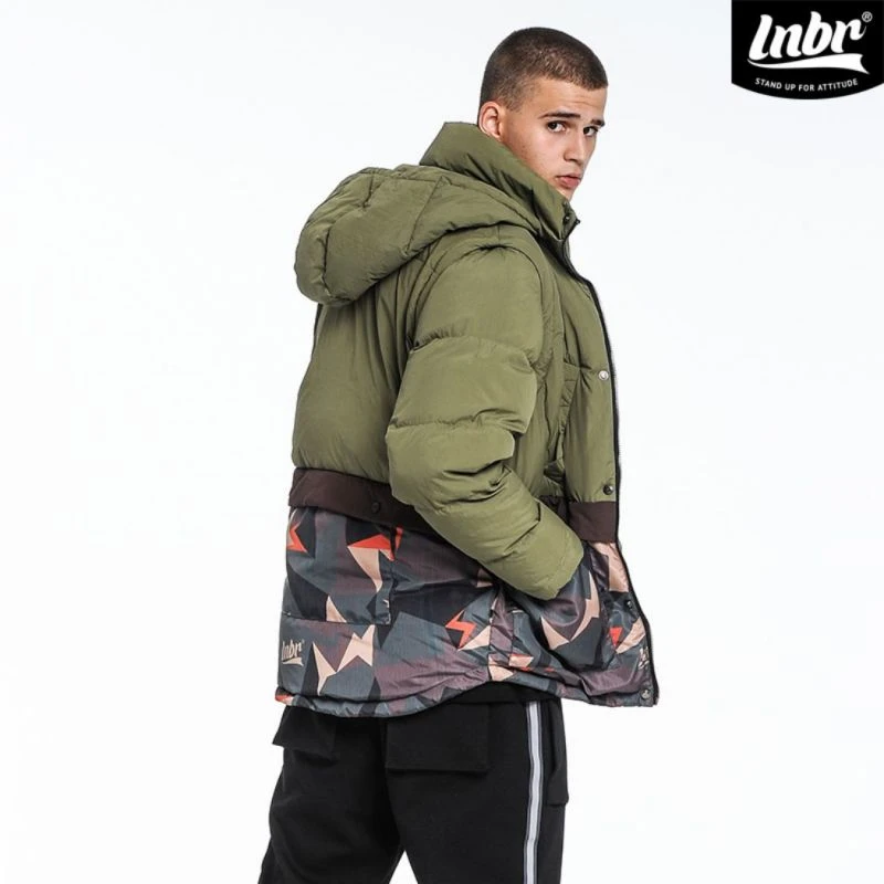 LNBR潮流迷彩羽 服拼接脱卸袖背心加厚保暖外套潮