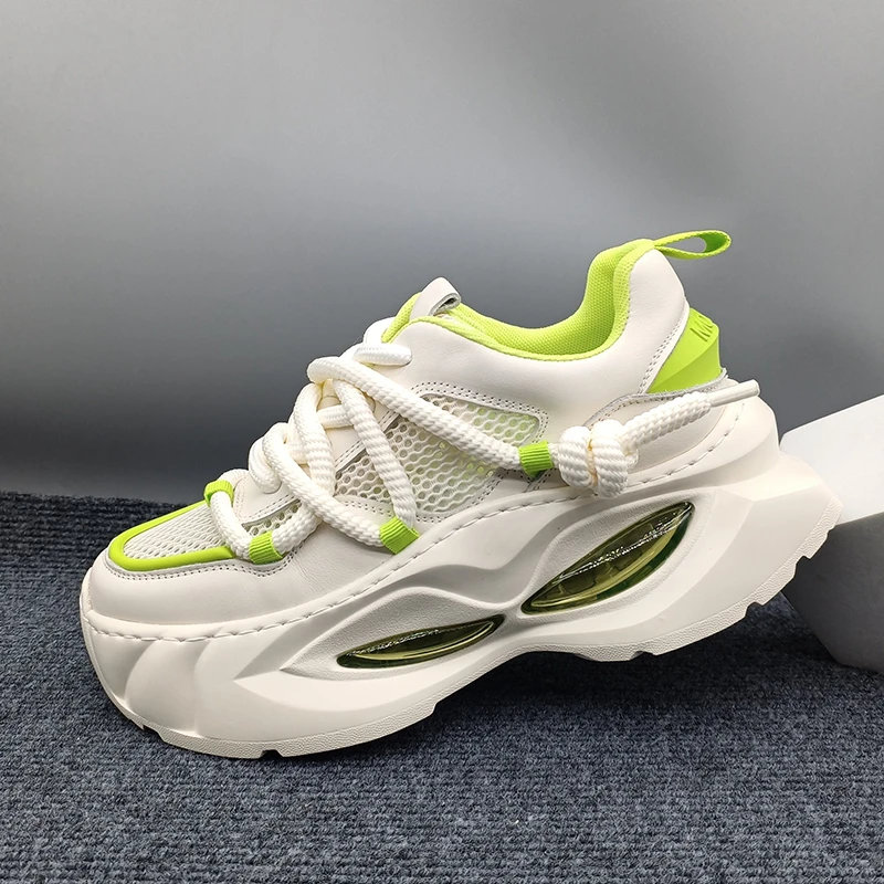 okkdey时尚百搭老爹鞋秋季牛皮运动鞋男款休闲鞋增高厚底男士潮鞋