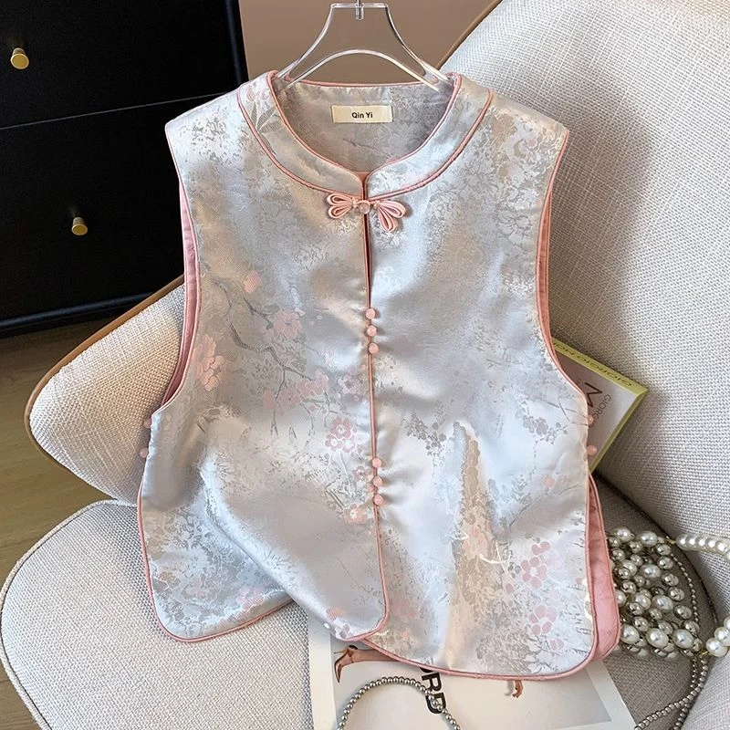 中国风改良盘扣立领马夹背心秋季2024新款新中式唐制无袖马甲女装