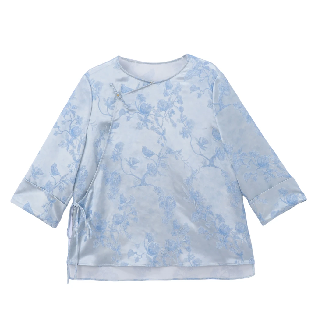 映夏-YXQS768005新中式桑蚕丝上衣时尚中国风气质女装提花休闲百