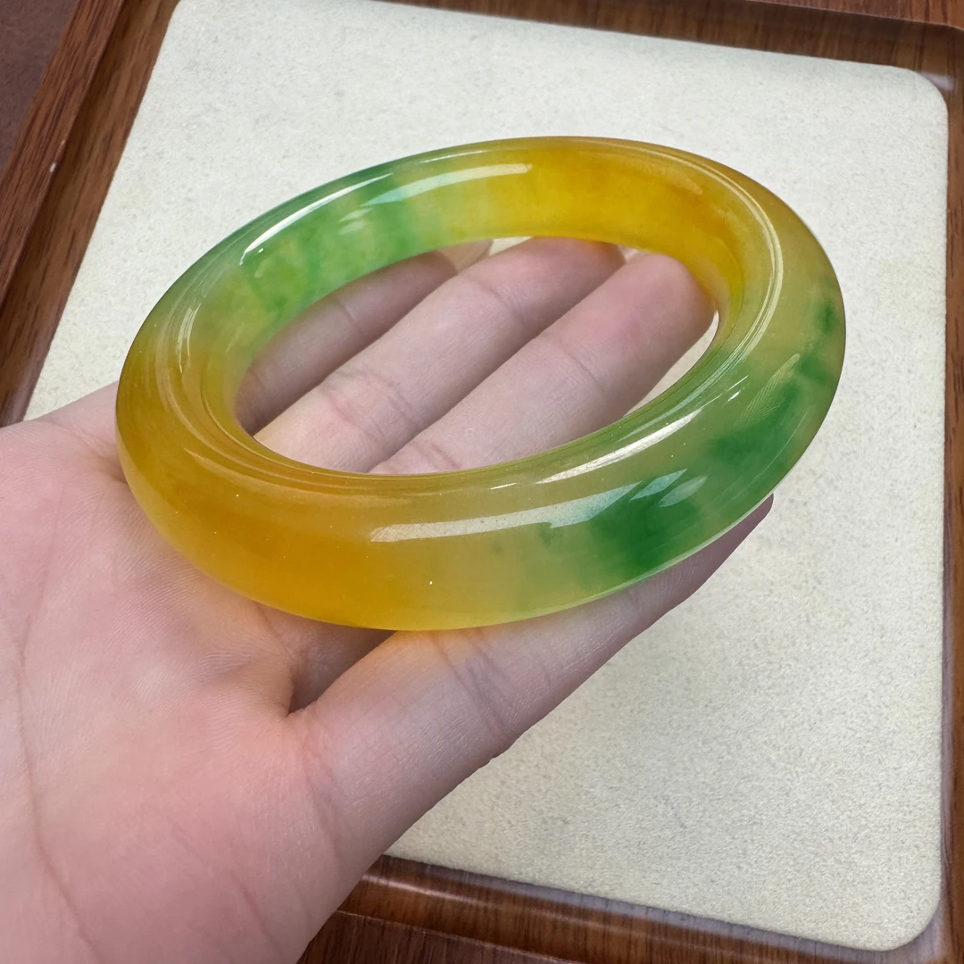 非金属珐琅手镯 黄绿 胖圆条手镯 Z989