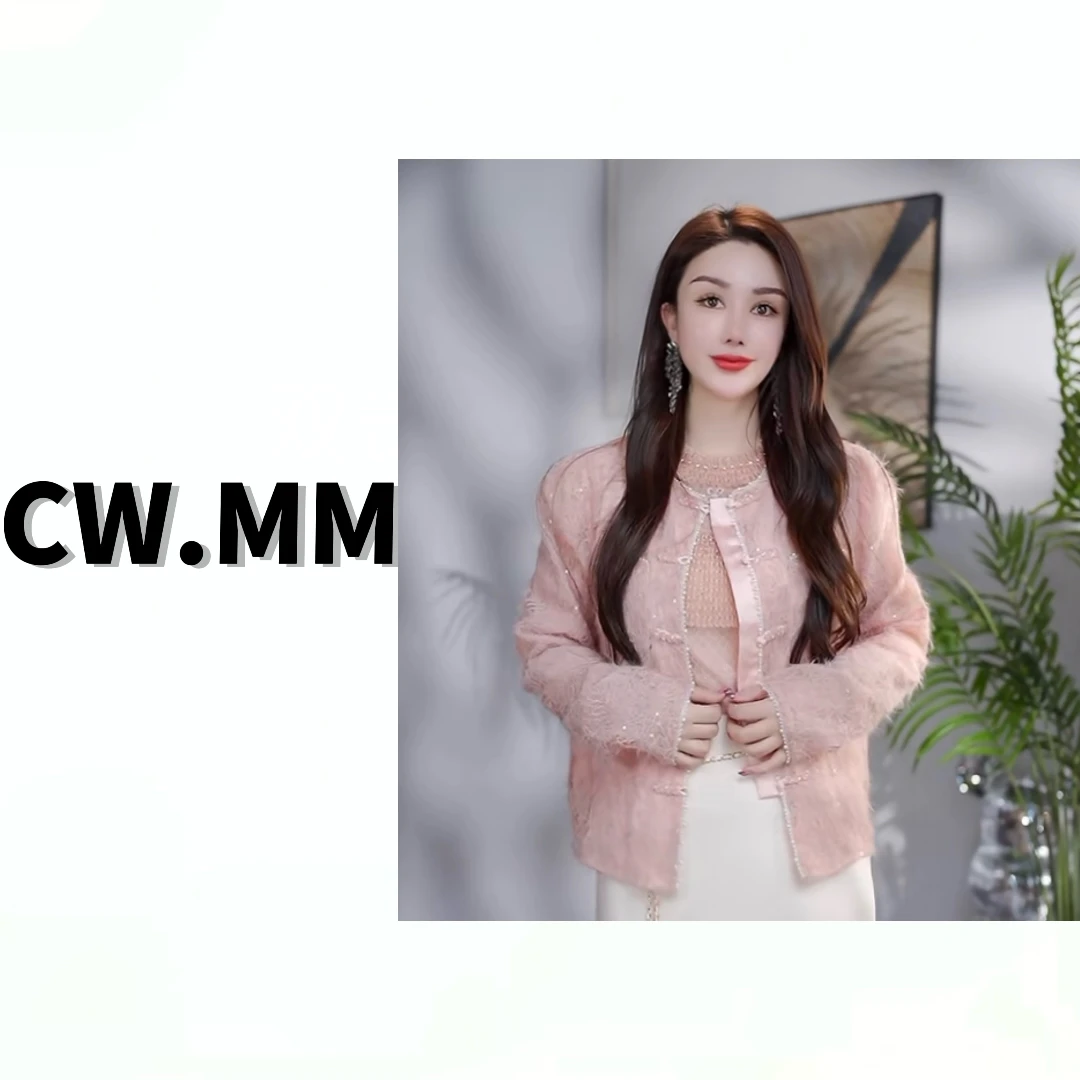 CW.MM 【淡色日落】法式气质时尚圆领单排盘扣显瘦上衣