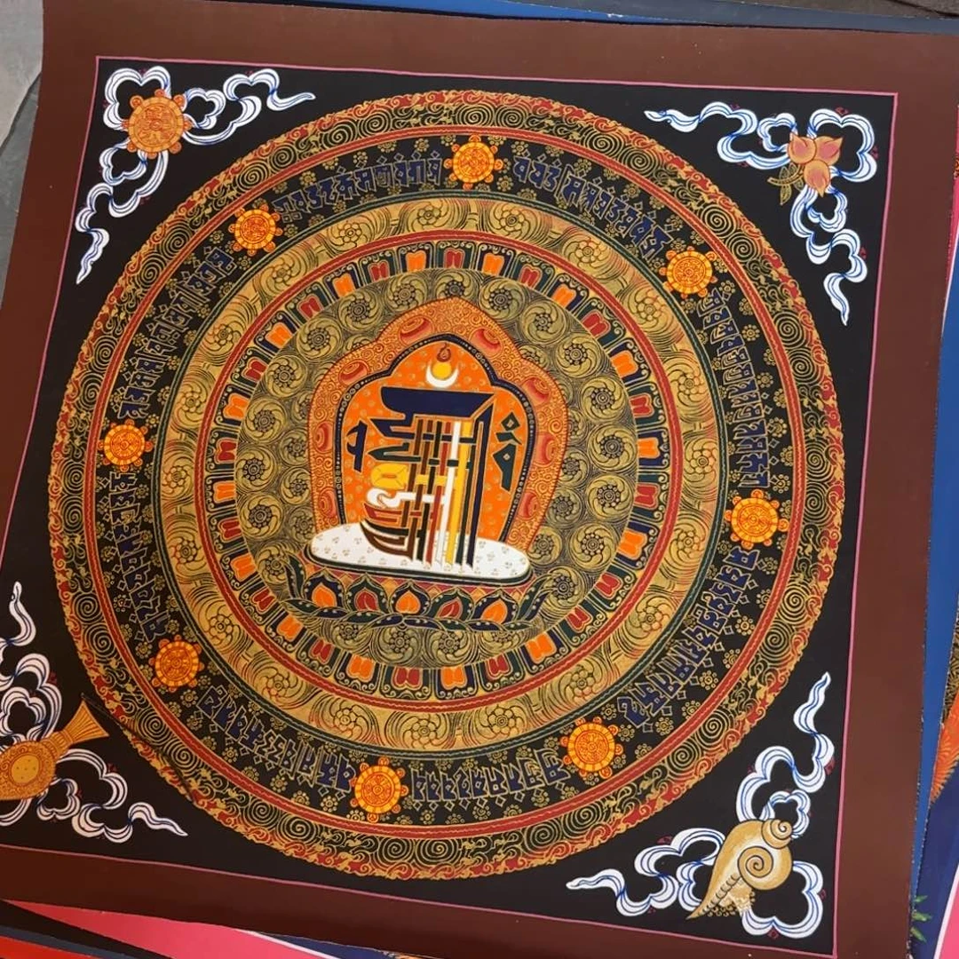 卷轴画十相自在纯手绘50*50