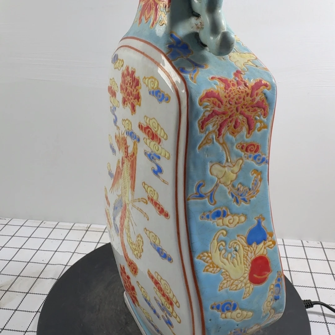 波***瓶粉彩凤纹陶瓷瓶