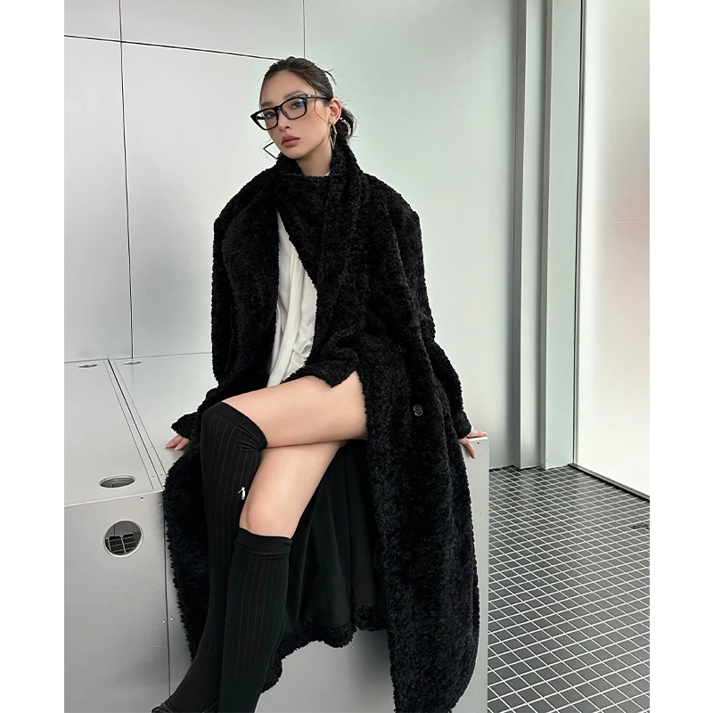 人造皮草 IAMCPLUS 精致冬季 冬天新款环保绕脖围巾领大衣外套女