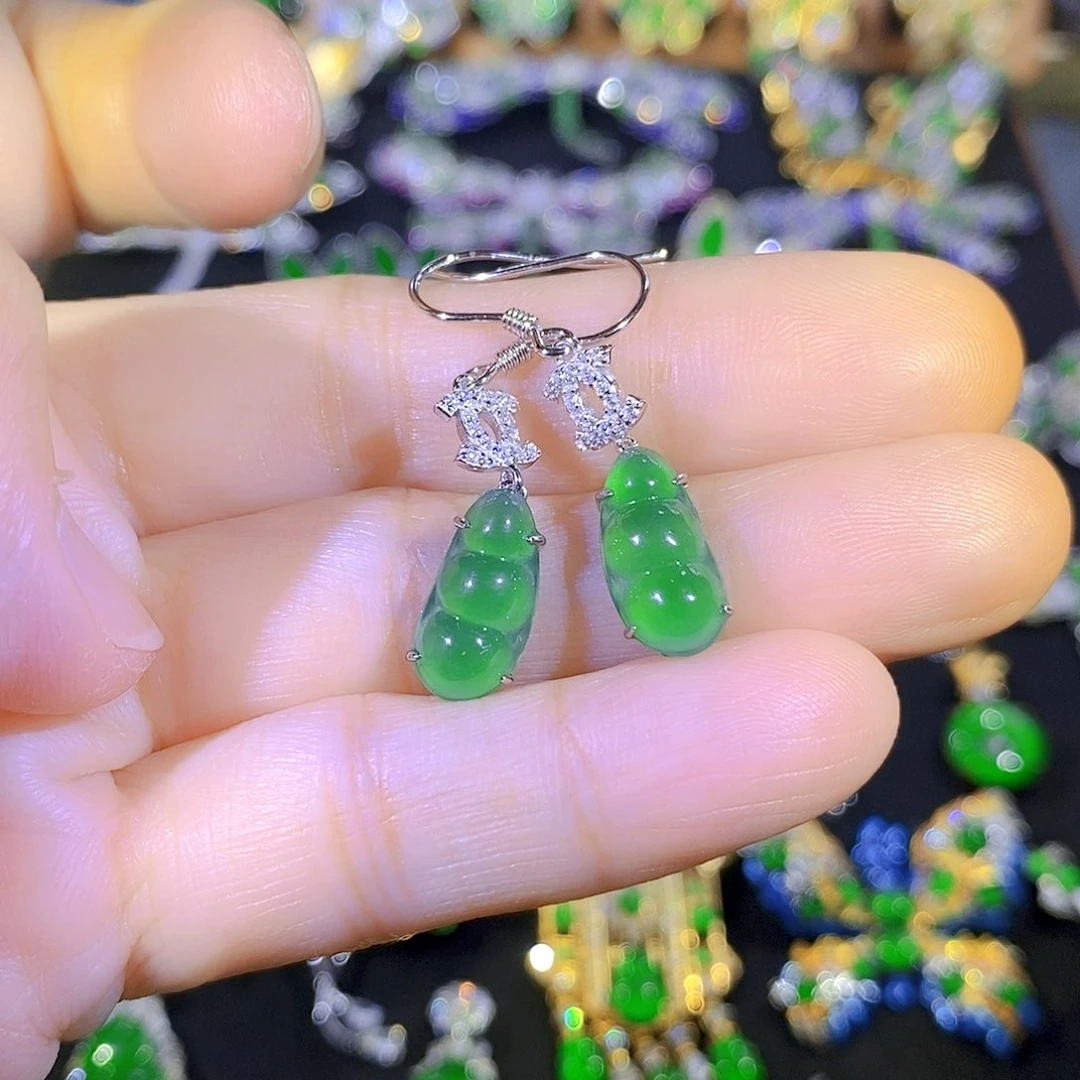 吊坠(不含链)银S925镶嵌翡翠