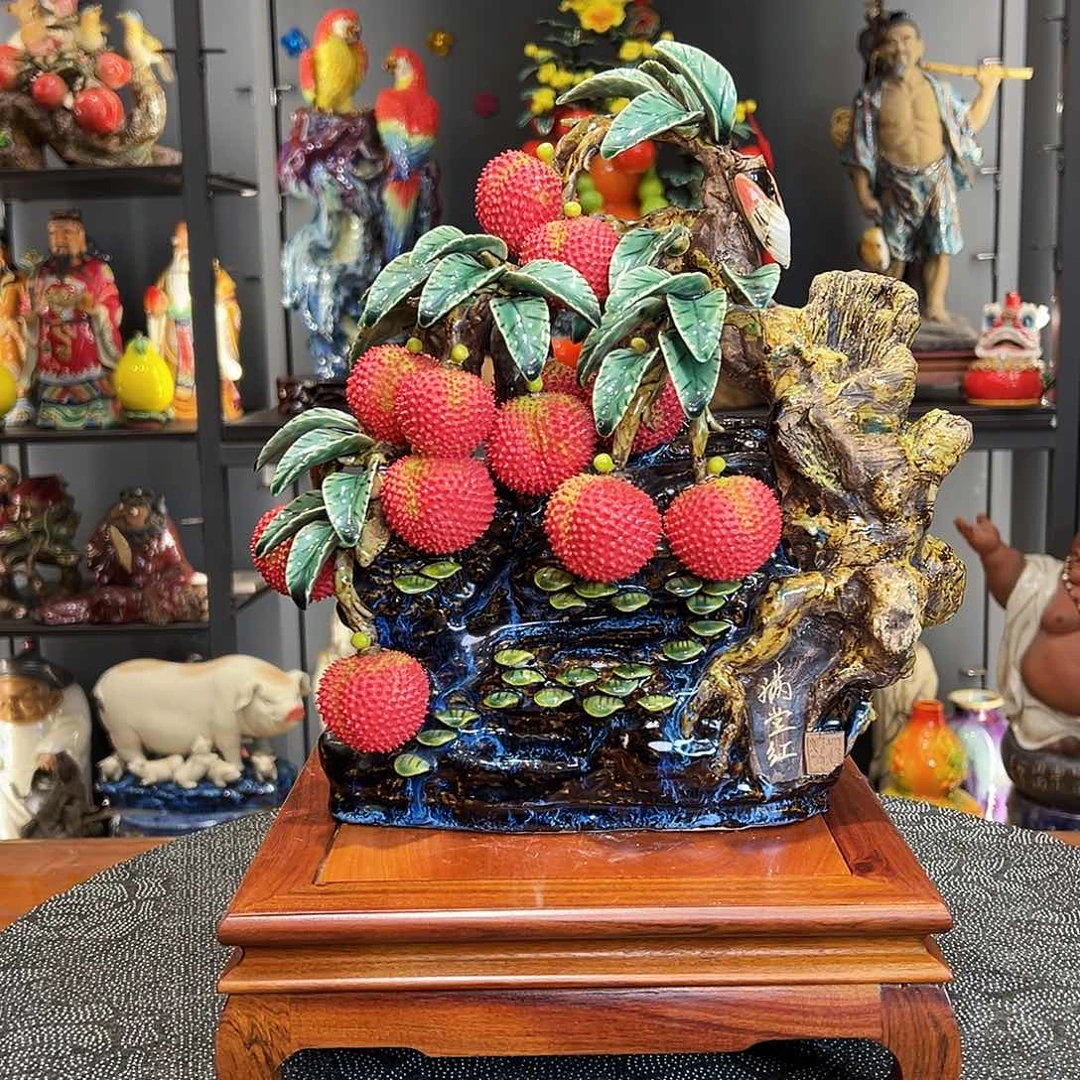 荔枝陶瓷艺术品纯手工制作