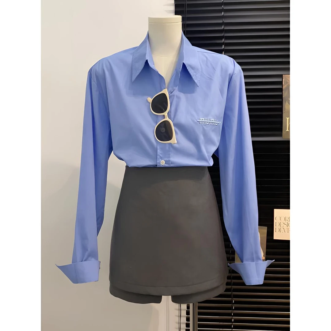 睿夕【无界生活】高腰显瘦纯色辣妹A字半身裙裤