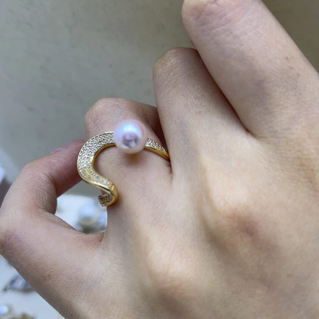 银S925镶嵌海水珍珠戒指