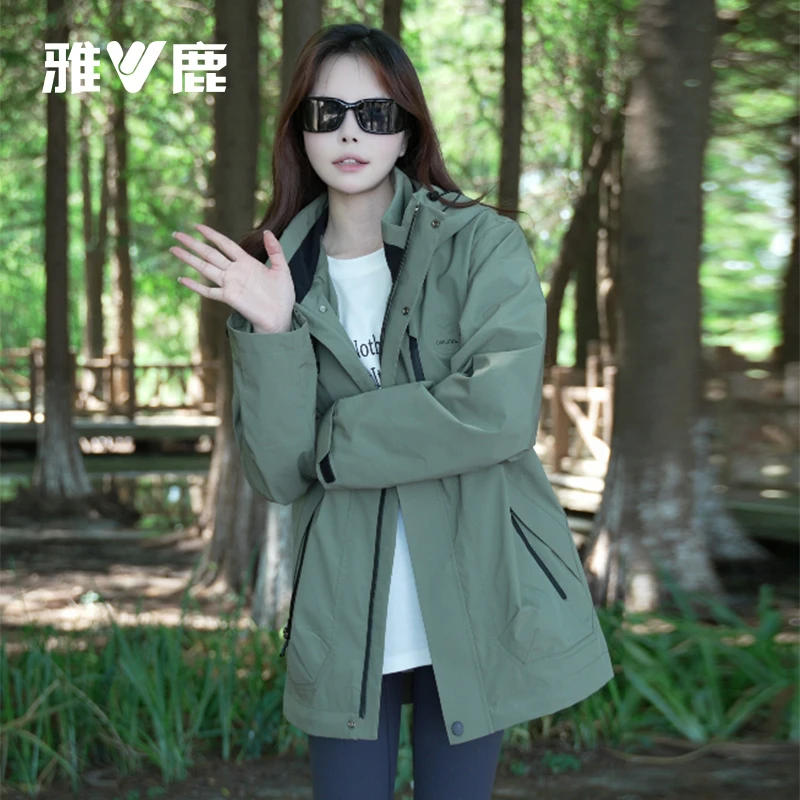 雅鹿优选2025年90鹅绒内胆新款短款保暖连帽立领三合一户外运动