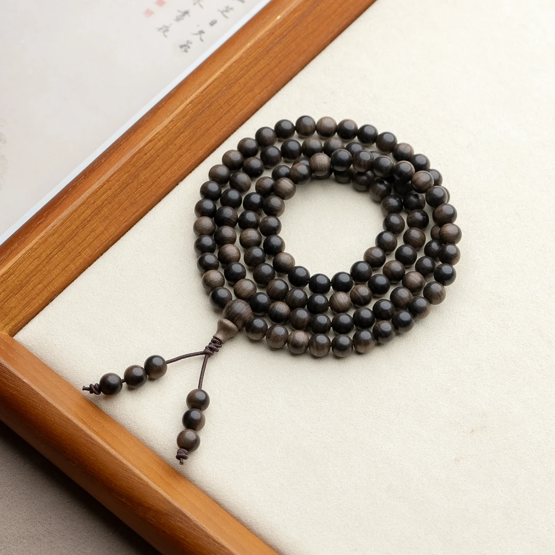 印度迈索尔老山檀香阴沉料6mm*108颗多圈手串男女同款手串