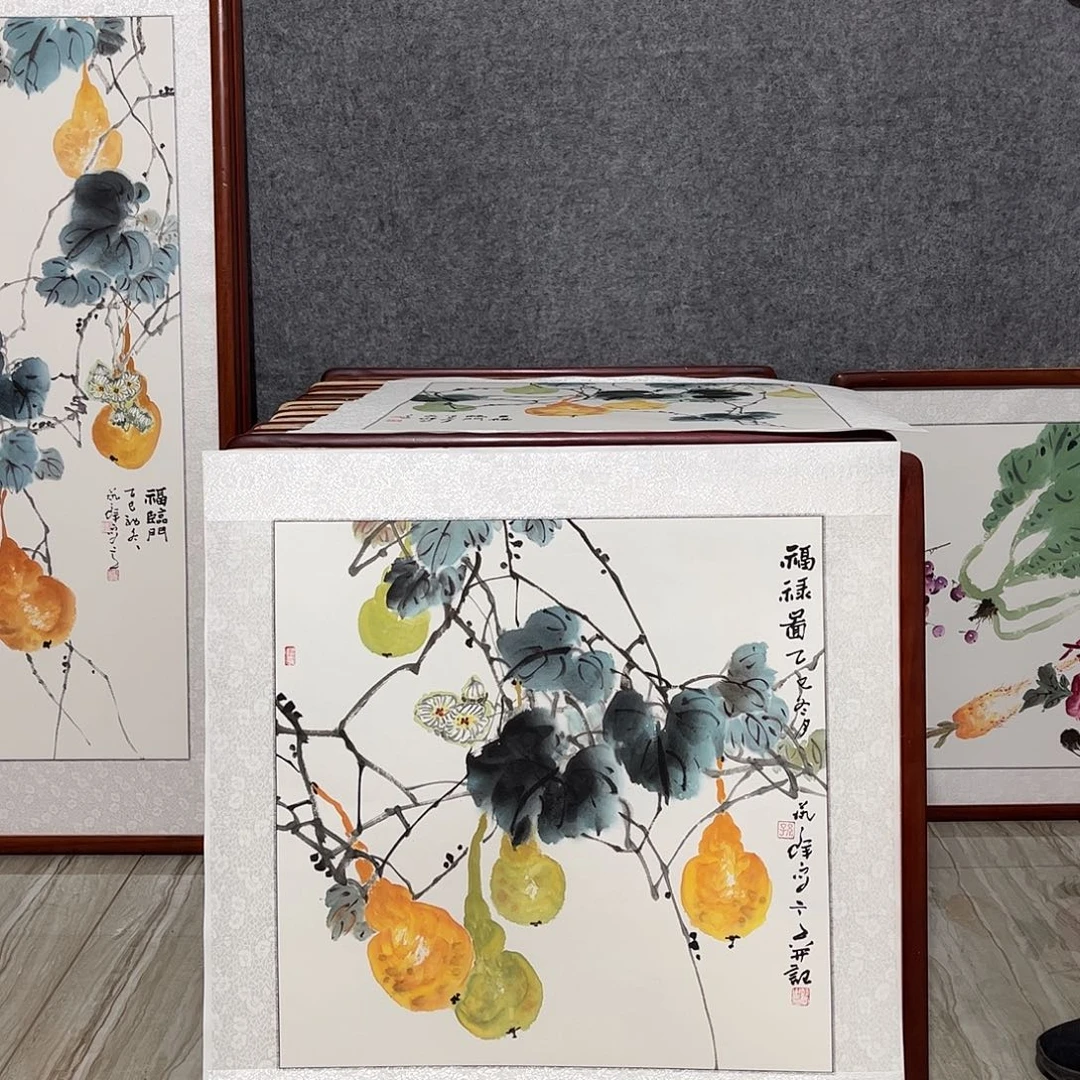 国画书画作品带框.63×63