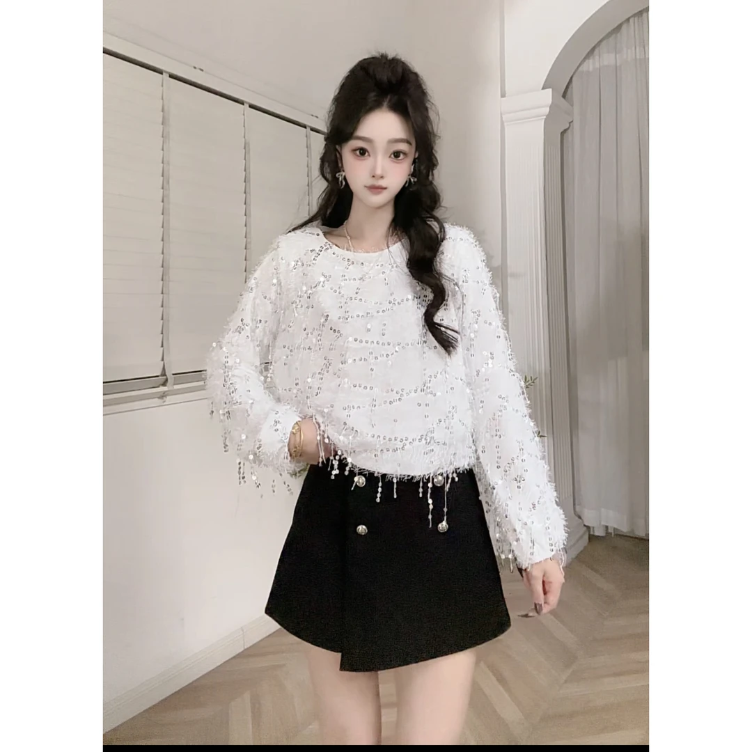 IEF/爱依服2025秋季新款法式时尚通勤气质亮片设计感通勤百搭上衣